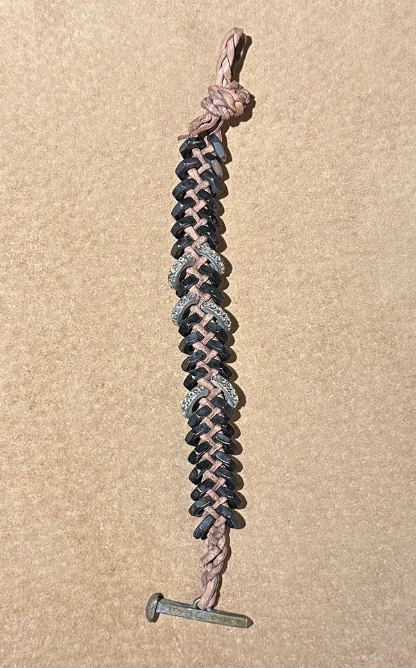 Pave Leather Hex Bracelet