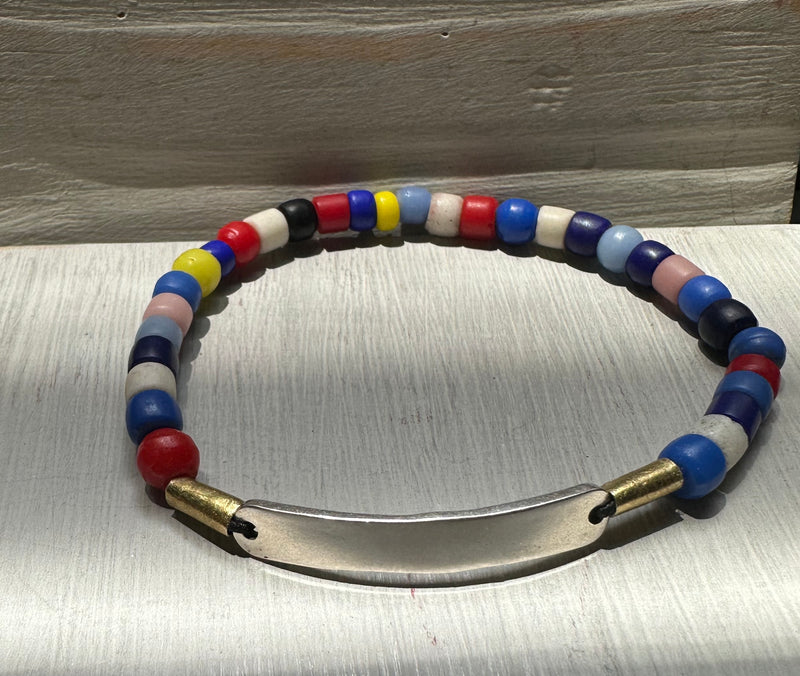 SUMMER MIXED COLOR STERLING ID STRETCH BRACELET