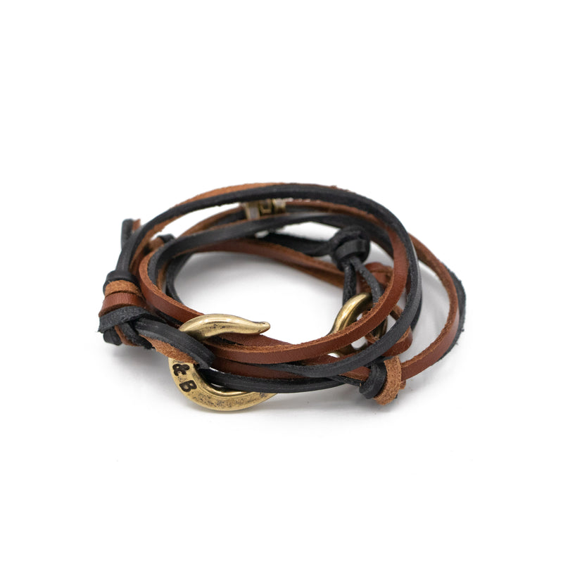 Hook Bracelet with Leather Lashing