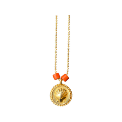 14K Gold Plated Shell Coin Charm Ball Chain Necklace