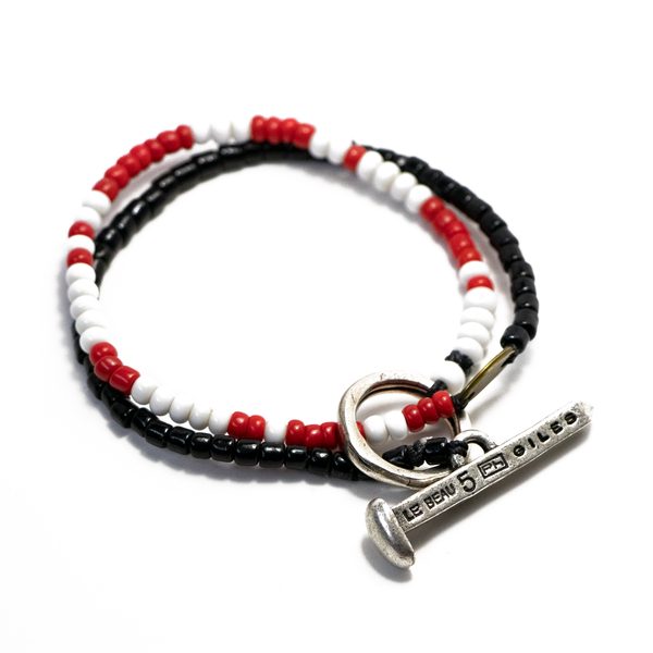 Beaded Wrap Bracelet with Railroad Spike Toggle | Giles & Brother