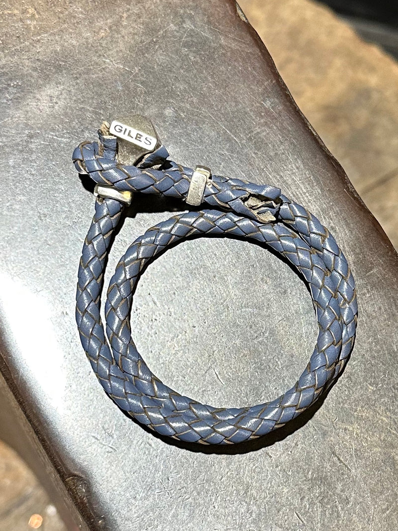 Braided leash wrap with Sterling Silver Nailhead toggle