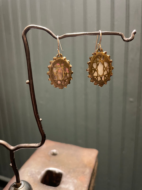 Brass Nest earrings with mother of Pearl