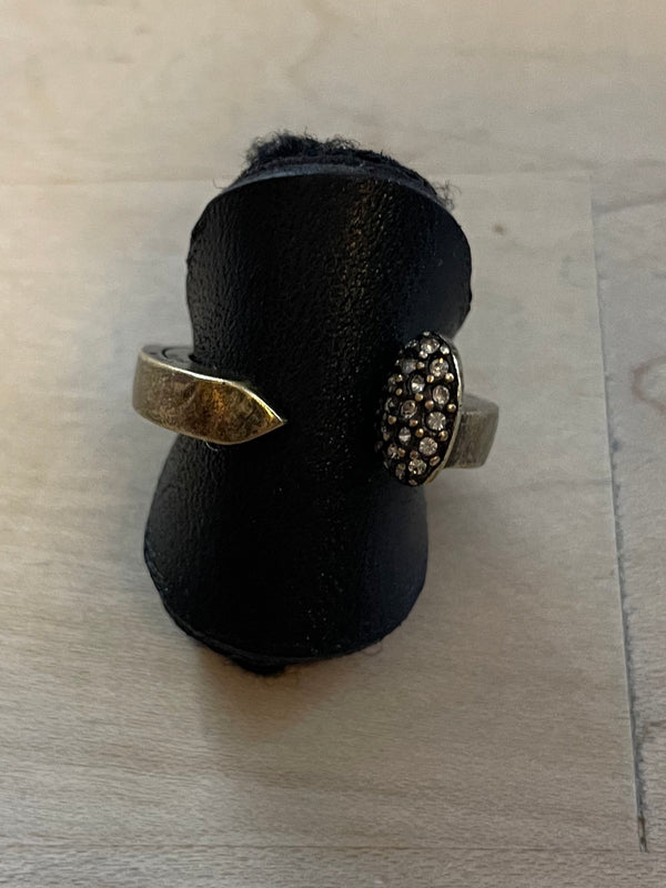 PAVE BRASS RAILROAD SPIKE RING