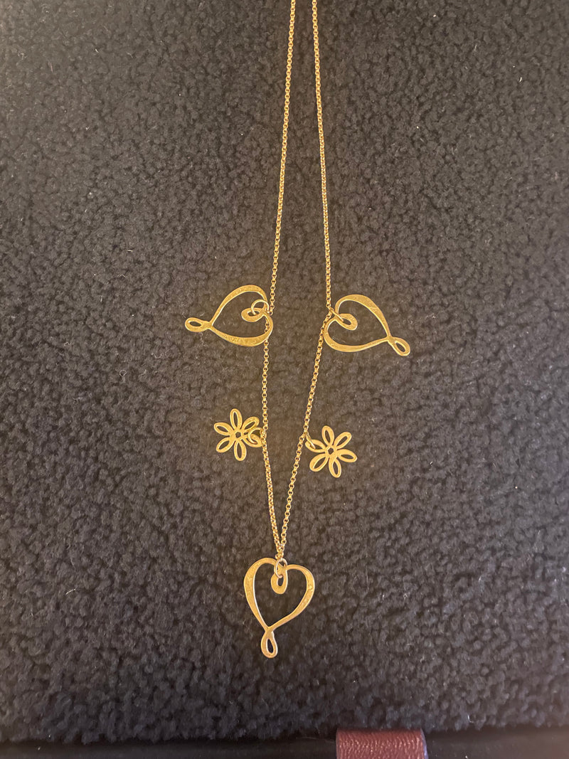 Academie ERIS heart and flower charm necklace