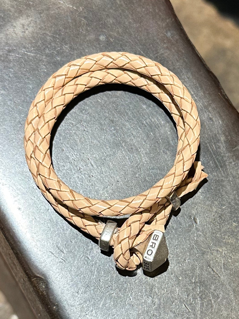 Braided leash wrap with Sterling Silver Nailhead toggle